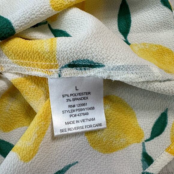 Pink Rose Lemon Print Spaghetti Straps Square Neck Top WMNS L Sleeveless Keyhole - Picture 5 of 6